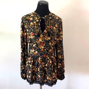 Farm Rio for Anthropologie long-sleeve blouse, size S, NWT